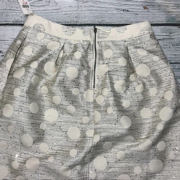 Anthropologie Skirt Jacquard Embellished Mini High Rise A-Line White Metallic 8 - Picture 8 of 15